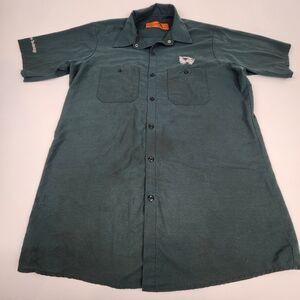 Red Kap Automotive Technology Work Shirt Dark Green Button Front Medium